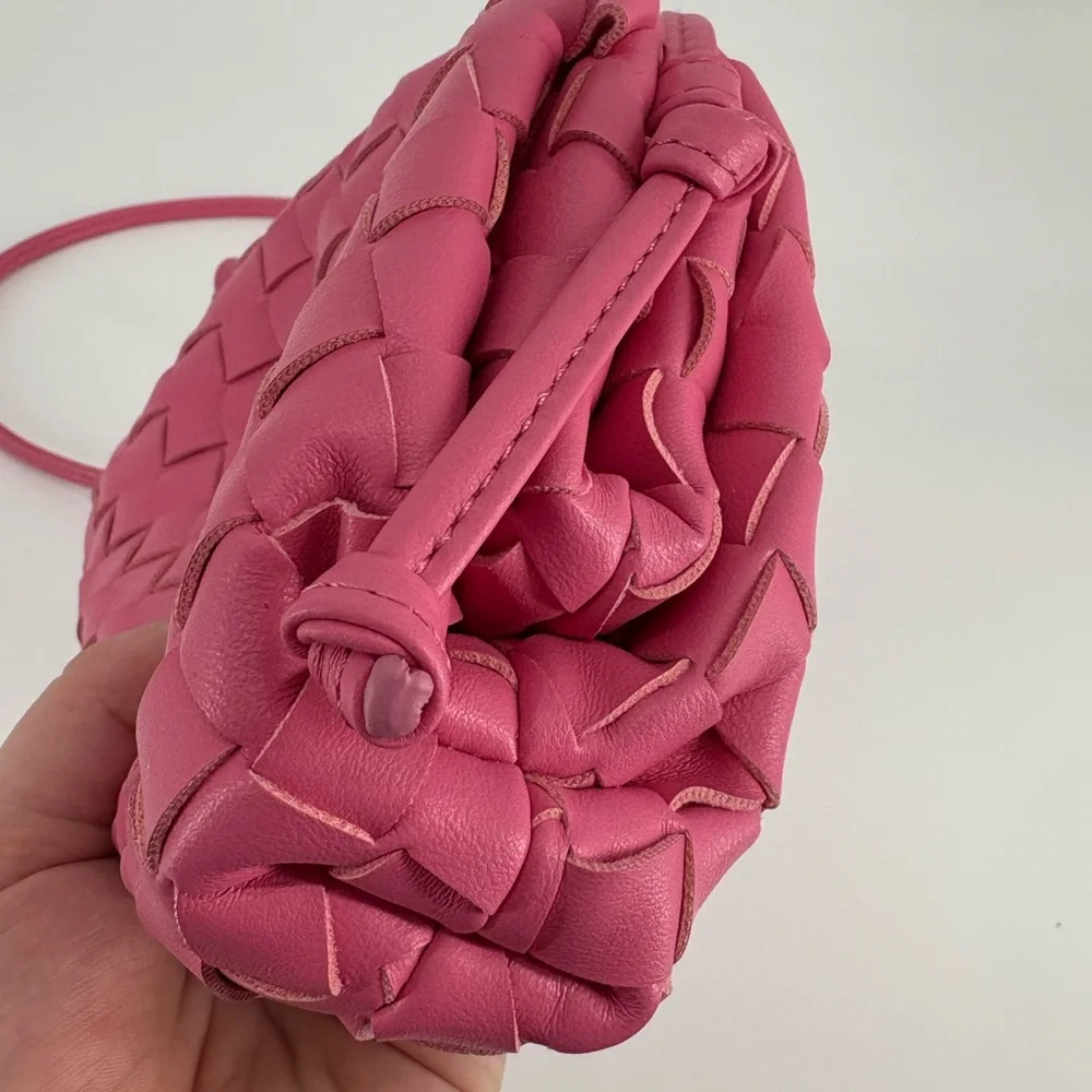 Bottega Veneta The Pouch Mini Intrecciato Leather Crossbody Clutch Pink